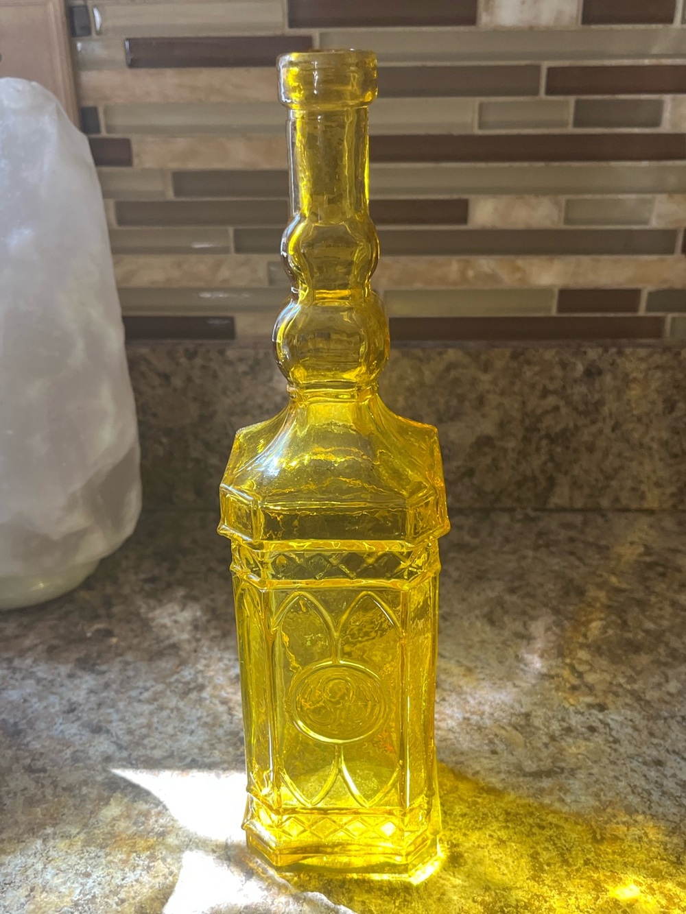 Vintage Ornate Yellow HIMARK Liquor Bottle / Decanter